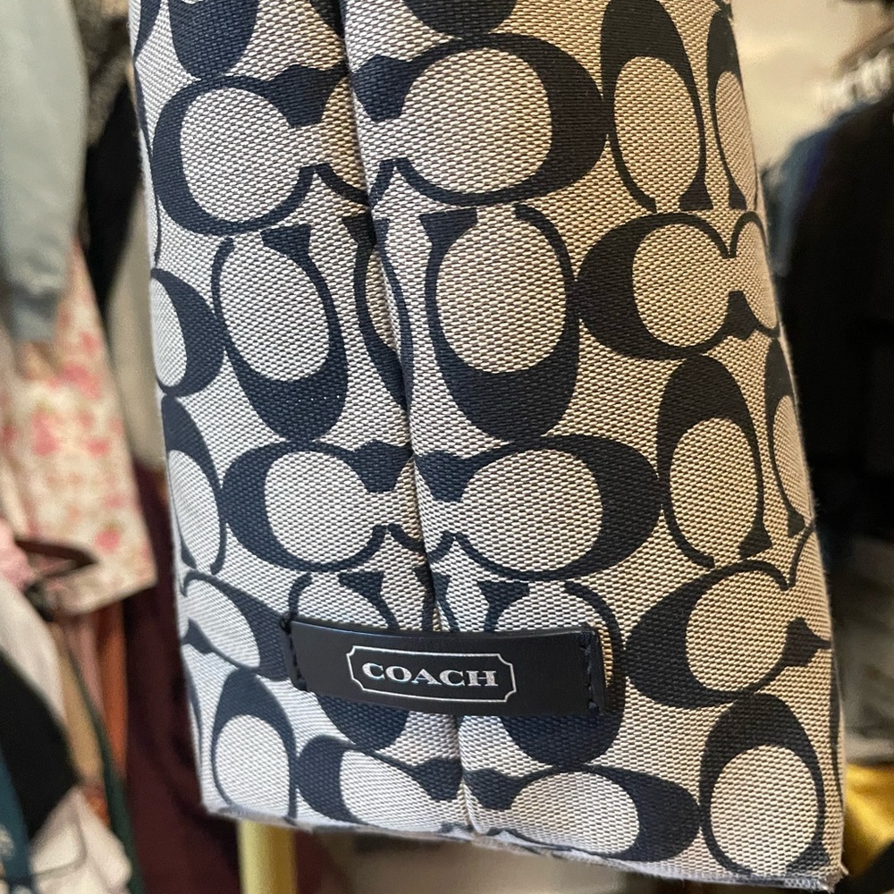 Coach Signature Canvas Tote in Black and Tan - Picture 2 of 5